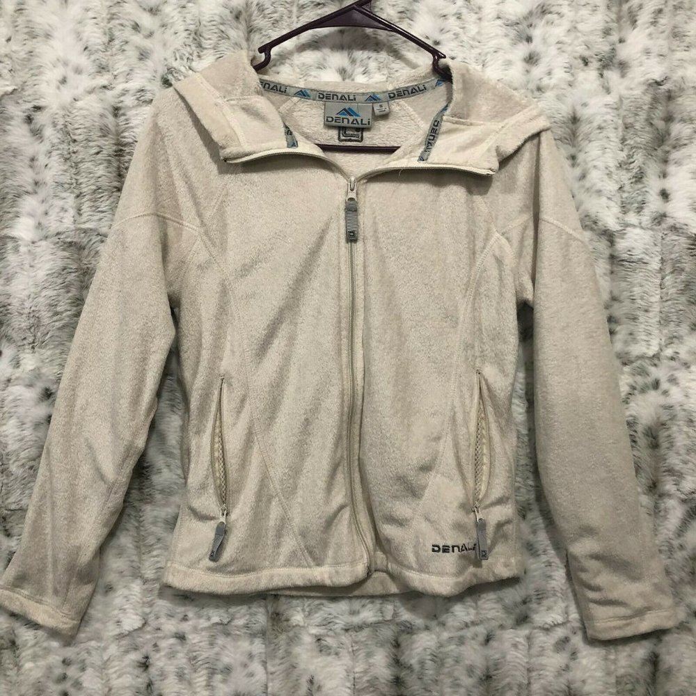 Denali Sherpa Fleece Zip Front Jacket Size S - Creme Pink Front Full Zip Hooded